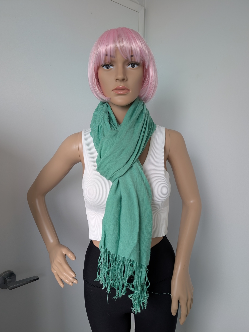 Light Green Women's Fringe Scarf - Classic Wrap